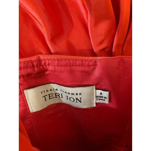 Teri Jon By Ricki Freeman Women's Red Silk Cocktail Dress - 8 - Picture 5 of 16